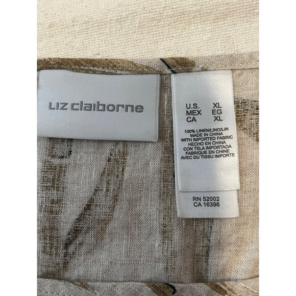 LIZ CLAIBORNE 100% Linen Bamboo Print Sleeveless Shirt Size XL - Picture 3 of 11
